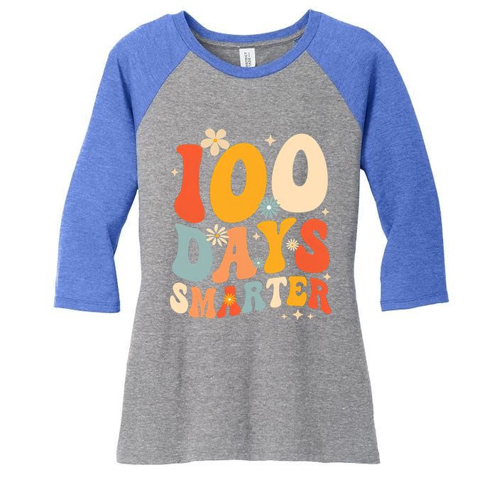 Groovy 100 Days Smarter Teacher Student 100th Day Of School Gift Women's Tri-Blend 3/4-Sleeve Raglan Shirt