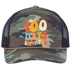 Groovy 100 Days Smarter Teacher Student 100th Day Of School Gift Retro Rope Trucker Hat Cap