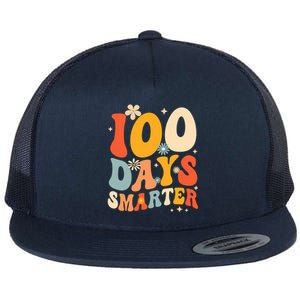 Groovy 100 Days Smarter Teacher Student 100th Day Of School Gift Flat Bill Trucker Hat