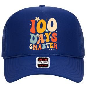 Groovy 100 Days Smarter Teacher Student 100th Day Of School Gift High Crown Mesh Back Trucker Hat