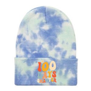 Groovy 100 Days Smarter Teacher Student 100th Day Of School Gift Tie Dye 12in Knit Beanie