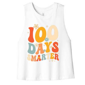 Groovy 100 Days Smarter Teacher Student 100th Day Of School Gift Women's Racerback Cropped Tank