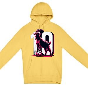 Goat 10 Funny Soccer Day Lover 2024 Premium Pullover Hoodie