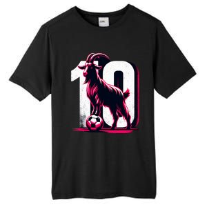 Goat 10 Funny Soccer Day Lover 2024 Tall Fusion ChromaSoft Performance T-Shirt