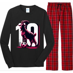 Goat 10 Funny Soccer Day Lover 2024 Long Sleeve Pajama Set