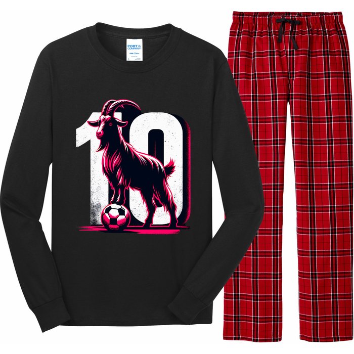 Goat 10 Funny Soccer Day Lover 2024 Long Sleeve Pajama Set