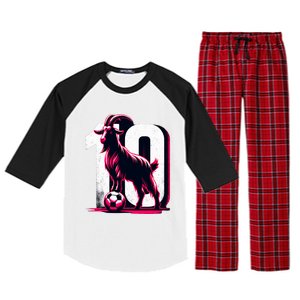 Goat 10 Funny Soccer Day Lover 2024 Raglan Sleeve Pajama Set