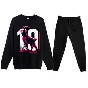 Goat 10 Funny Soccer Day Lover 2024 Premium Crewneck Sweatsuit Set