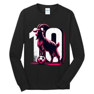 Goat 10 Funny Soccer Day Lover 2024 Tall Long Sleeve T-Shirt