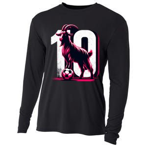 Goat 10 Funny Soccer Day Lover 2024 Cooling Performance Long Sleeve Crew