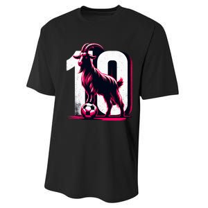 Goat 10 Funny Soccer Day Lover 2024 Performance Sprint T-Shirt