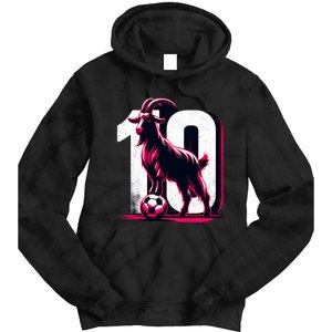 Goat 10 Funny Soccer Day Lover 2024 Tie Dye Hoodie