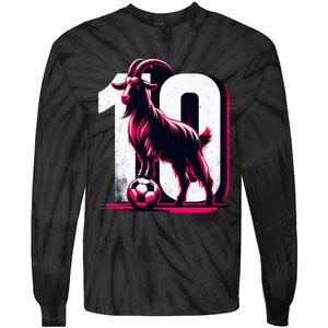 Goat 10 Funny Soccer Day Lover 2024 Tie-Dye Long Sleeve Shirt