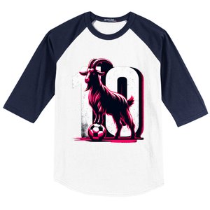 Goat 10 Funny Soccer Day Lover 2024 Baseball Sleeve Shirt