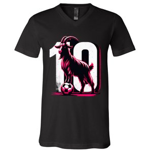 Goat 10 For Women Funny Soccer Day V-Neck T-Shirt