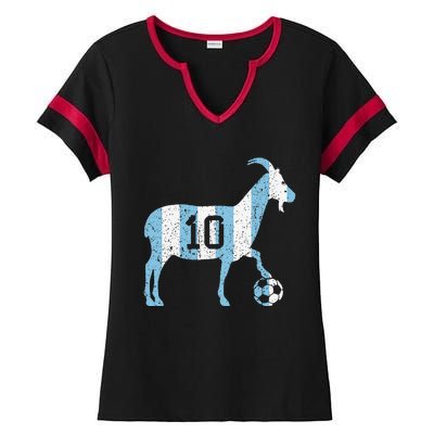 Goat 10 Funny Soccer Ladies Halftime Notch Neck Tee