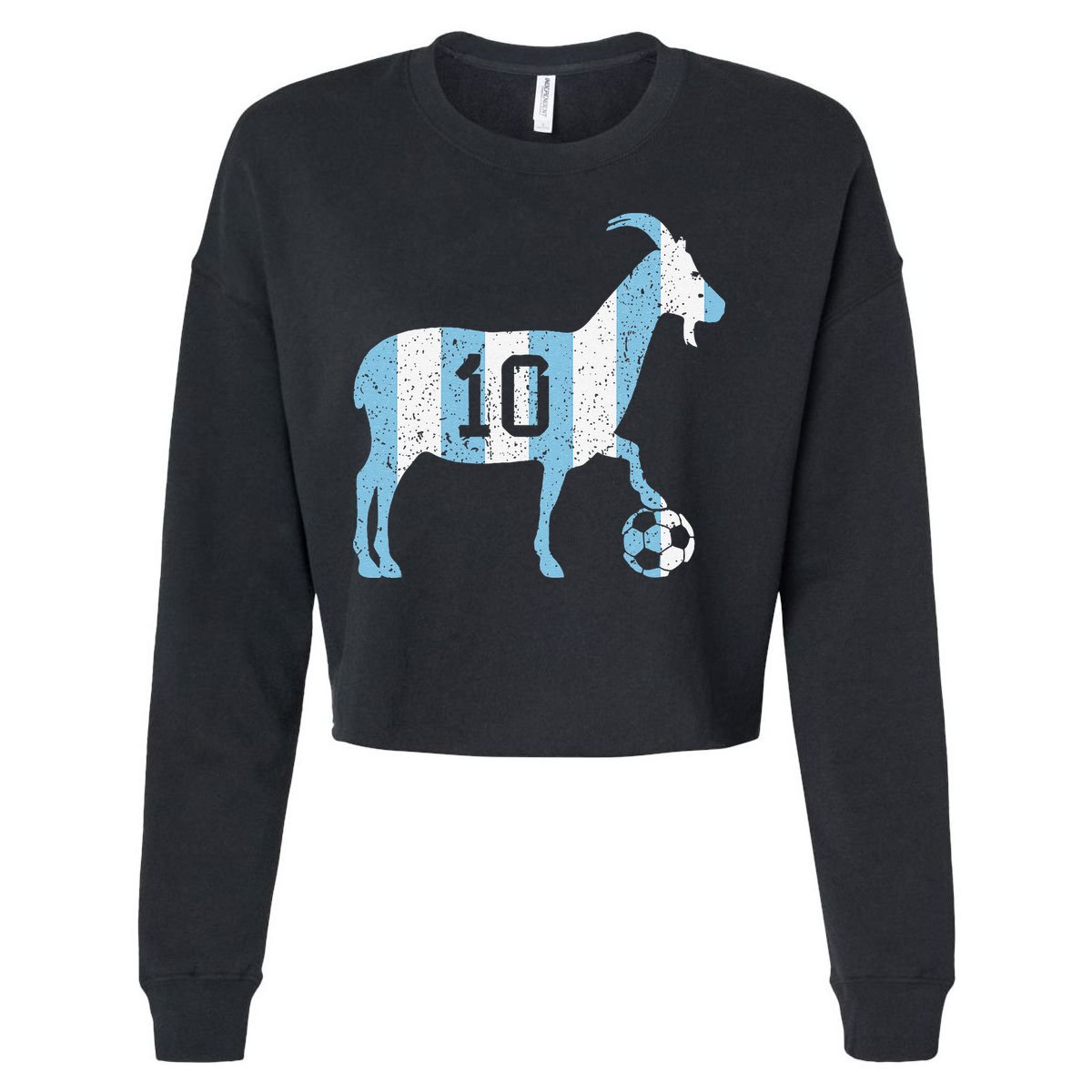 Goat 10 Funny Soccer Cropped Pullover Crew