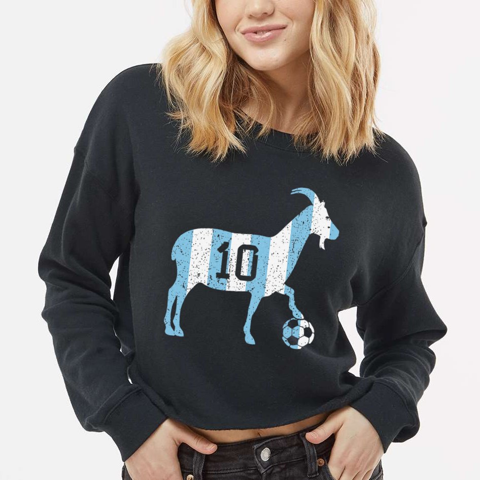 Goat 10 Funny Soccer Cropped Pullover Crew