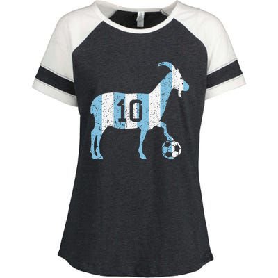 Goat 10 Funny Soccer Enza Ladies Jersey Colorblock Tee