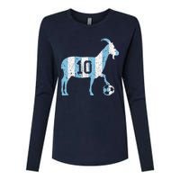 Goat 10 Funny Soccer Womens Cotton Relaxed Long Sleeve T-Shirt