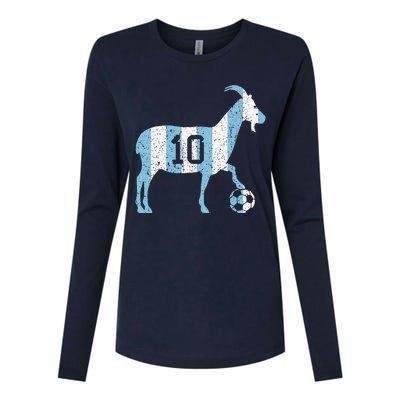 Goat 10 Funny Soccer Womens Cotton Relaxed Long Sleeve T-Shirt