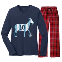 Goat 10 Funny Soccer Women's Long Sleeve Flannel Pajama Set 