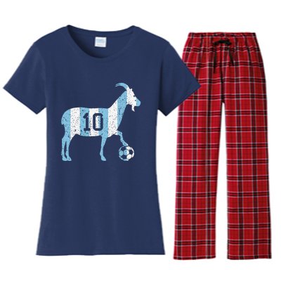 Goat 10 Funny Soccer Women's Flannel Pajama Set