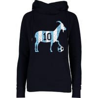 Goat 10 Funny Soccer Womens Funnel Neck Pullover Hood