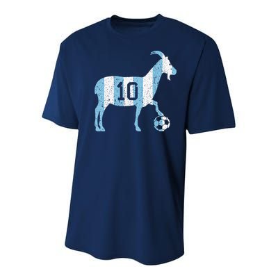 Goat 10 Funny Soccer Youth Performance Sprint T-Shirt