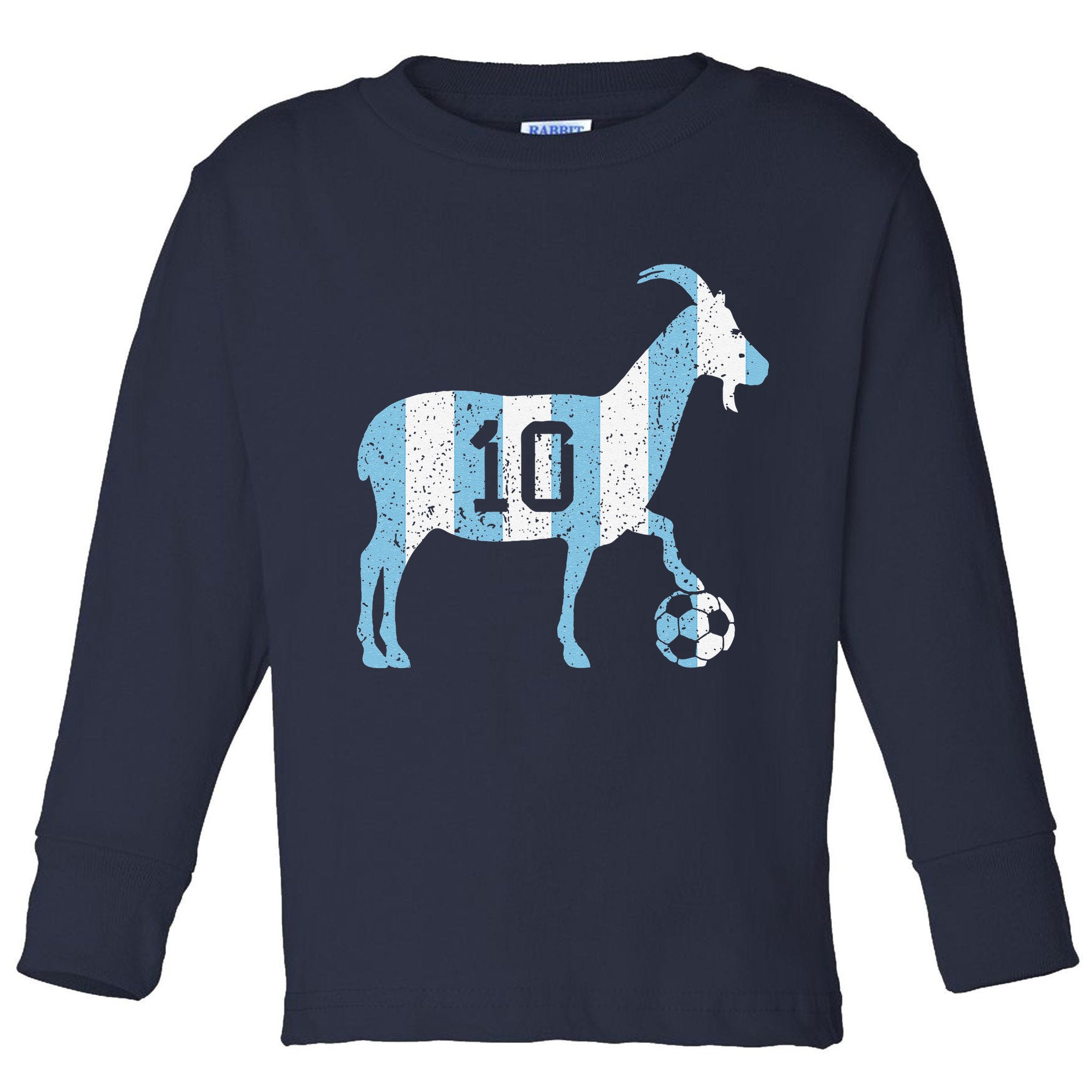 Goat 10 Funny Soccer Toddler Long Sleeve Shirt