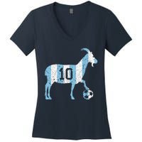 Goat 10 Funny Soccer Women's V-Neck T-Shirt