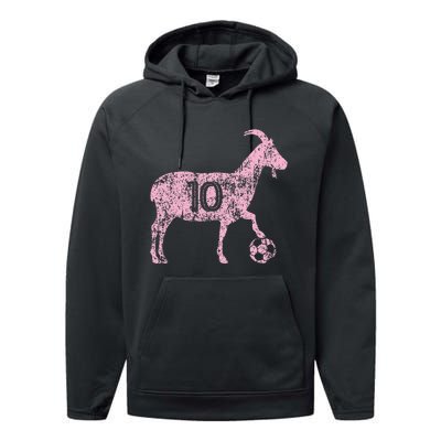 Goat 10 Funny Soccer Performance Fleece Hoodie