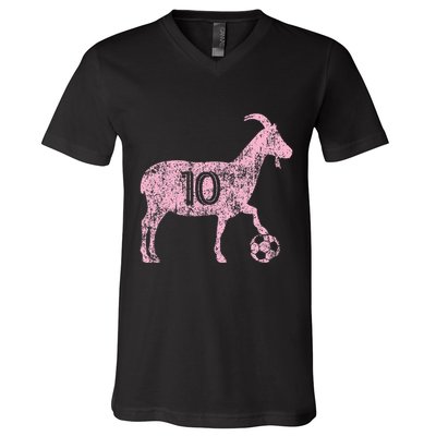Goat 10 Funny Soccer V-Neck T-Shirt