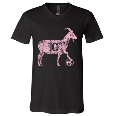 Goat 10 Funny Soccer V-Neck T-Shirt