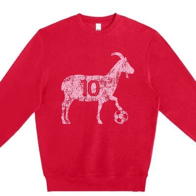 Goat 10 Funny Soccer Premium Crewneck Sweatshirt