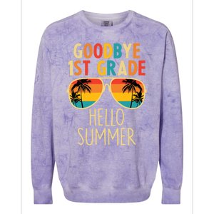 Goodbye 1st Grade Hello Summer Last Day Of School Boy Colorblast Crewneck Sweatshirt