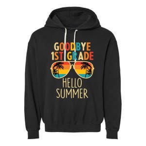 Goodbye 1st Grade Hello Summer Last Day Of School Boy Garment-Dyed Fleece Hoodie