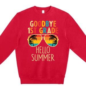 Goodbye 1st Grade Hello Summer Last Day Of School Boy Premium Crewneck Sweatshirt