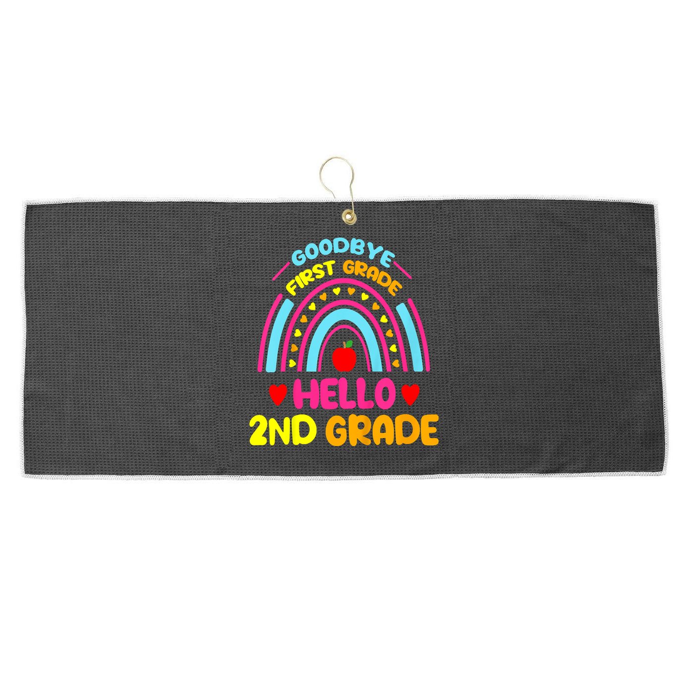 Goodbye 1st Grade Hello 2nd Grade Graduation Large Microfiber Waffle Golf Towel