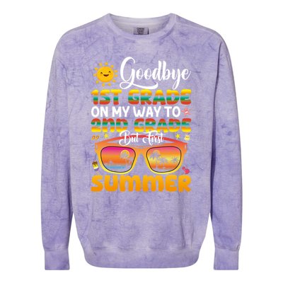 Goodbye 1st Grade Graduation To 2nd Grade Hello Summer Gift Colorblast Crewneck Sweatshirt