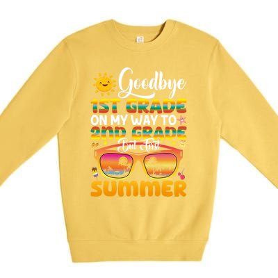 Goodbye 1st Grade Graduation To 2nd Grade Hello Summer Gift Premium Crewneck Sweatshirt