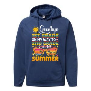 Goodbye 1st Grade Graduation To 2nd Grade Hello Summer Gift Performance Fleece Hoodie