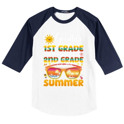 Goodbye 1st Grade Graduation To 2nd Grade Hello Summer Gift Baseball Sleeve Shirt