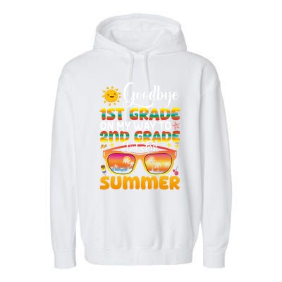 Goodbye 1st Grade Graduation To 2nd Grade Hello Summer Gift Garment-Dyed Fleece Hoodie