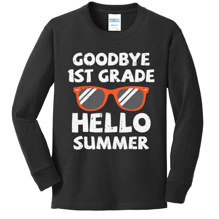 Goodbye 1st Grade Hello Summer Last Day Of School Boy Kids Long Sleeve Shirt