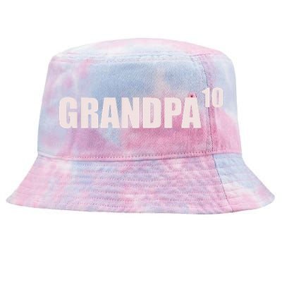 Grandpa 10 Grandkids 10th Time Cubed Grandpa Of Ten Tie-Dyed Bucket Hat