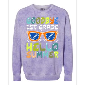 Goodbye 1st Grade Hello Summer Last Day Of School Boy Colorblast Crewneck Sweatshirt