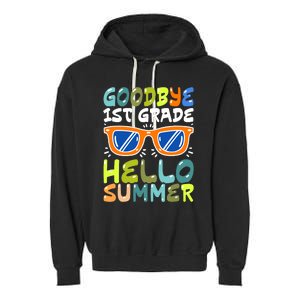 Goodbye 1st Grade Hello Summer Last Day Of School Boy Garment-Dyed Fleece Hoodie