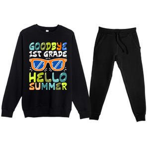 Goodbye 1st Grade Hello Summer Last Day Of School Boy Premium Crewneck Sweatsuit Set