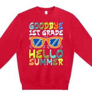 Goodbye 1st Grade Hello Summer Last Day Of School Boy Premium Crewneck Sweatshirt